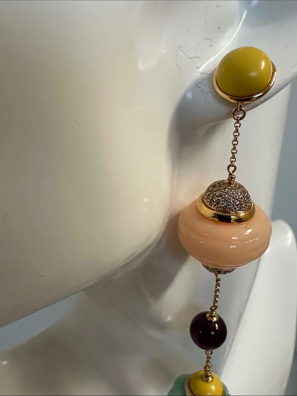 Tory Burch Multicolor Bead Drop Earrings - Peach, Mint, Mustard & Plum